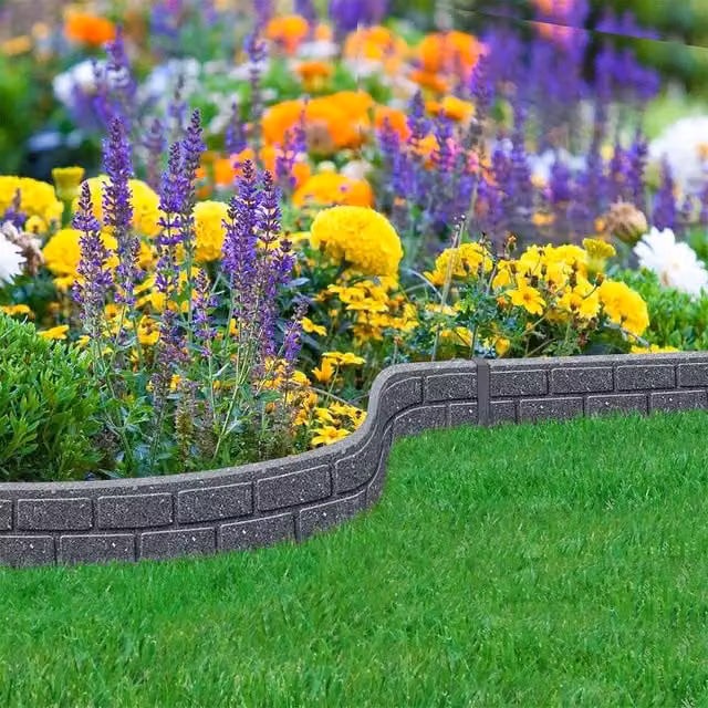 Nicoman Flexible Brick Effect Garden Edging Border, Grey, 2 Pack, 1.2m