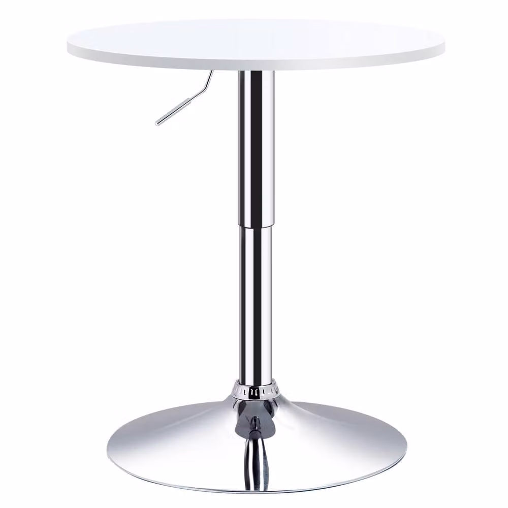 Wyld Haus Rocolo White Round Bistro Table with Height Adjustable Rotating Top, Diameter: 60 cm, Height: 93 cm – 2