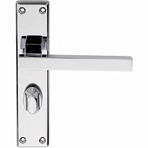 Loops Pair Straight Square Handle on Bathroom Backplate, Polished Chrome, W: 180 mm, H: 40 mm