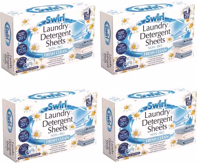Swirl 80 Dissolvable Non-Bio Laundry Detergent Sheets in White