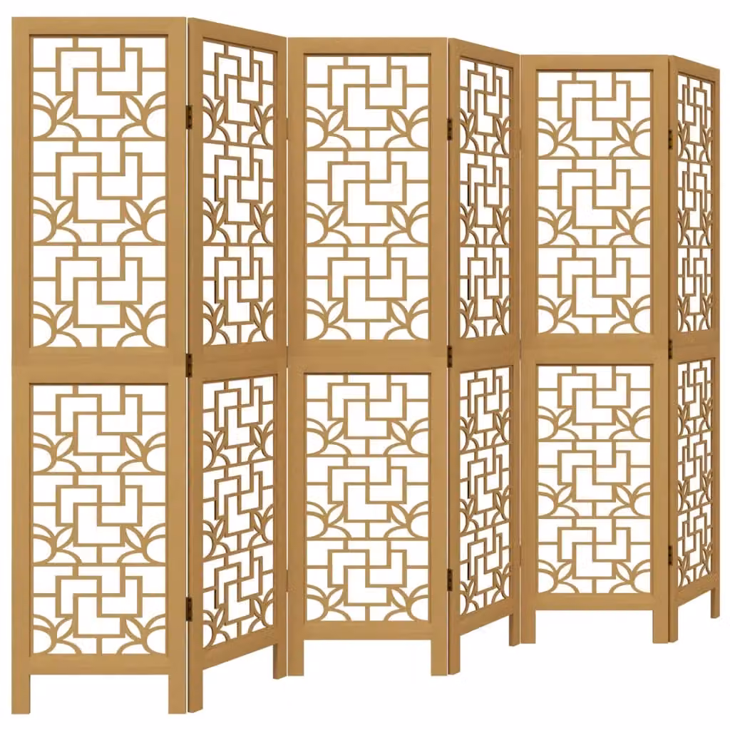 Berkfield Home 6-Panel Brown Solid Wood Paulownia Room Divider – 2