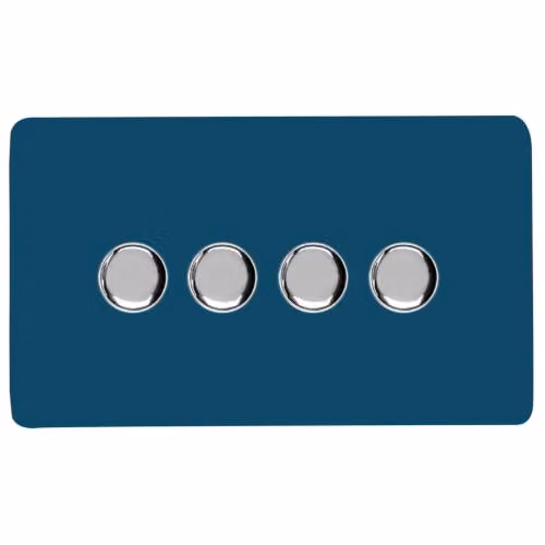 Trendi Switch 4 Gang 1 or 2 Way 150w Rotary LED Dimmer Light Switch in Midnight Blue