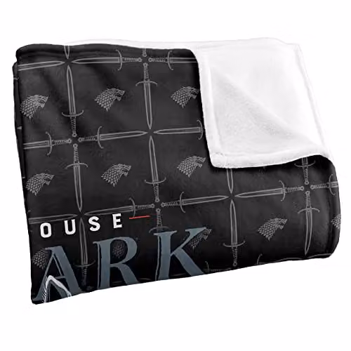 LOGOVISION Game of Thrones House Stark Silky Touch Super Soft Fleece Throw Blanket, White, W: 152 cm, D: 127 cm – 2