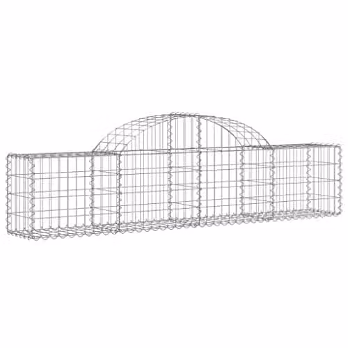 vidaXL Set of 10 Arched Gabion Baskets in Silver Galvanised Steel, W/D/H: 200 x 30 x 40/60 cm – 1
