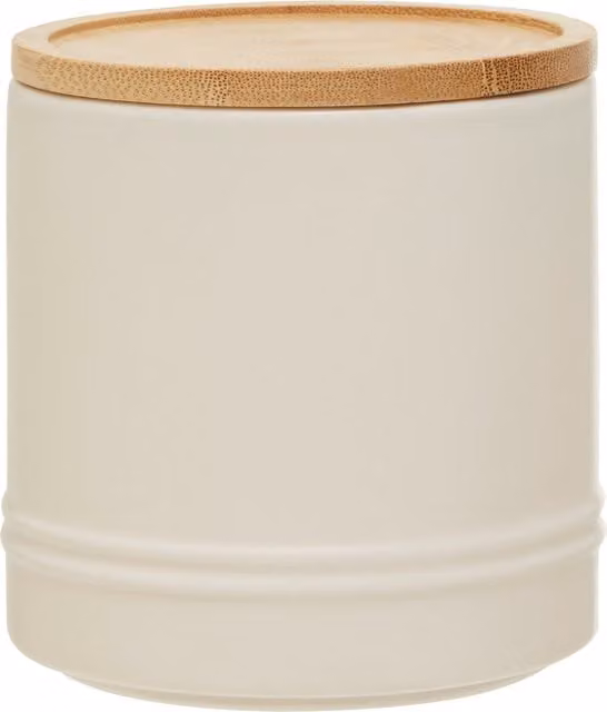 Fenwick Airtight Ceramic Storage Canister with Bamboo Lid in Beige