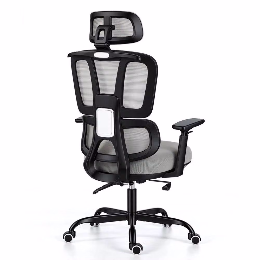 VOGREX Ergonomic High Back Mesh Office Chair with Headrest and Armrests in Grey – 3