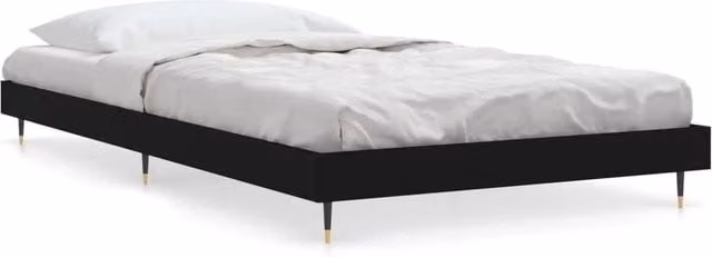 Berkfield Home Black Upholstered Bed Frame, W: 90 cm, L: 200 cm