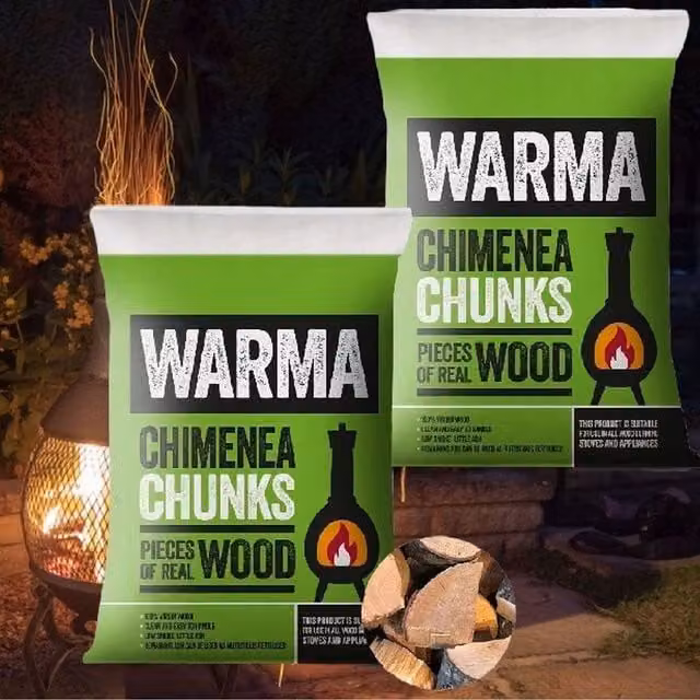 Warma 2 x Brown Chimenea Wood Log Chunks