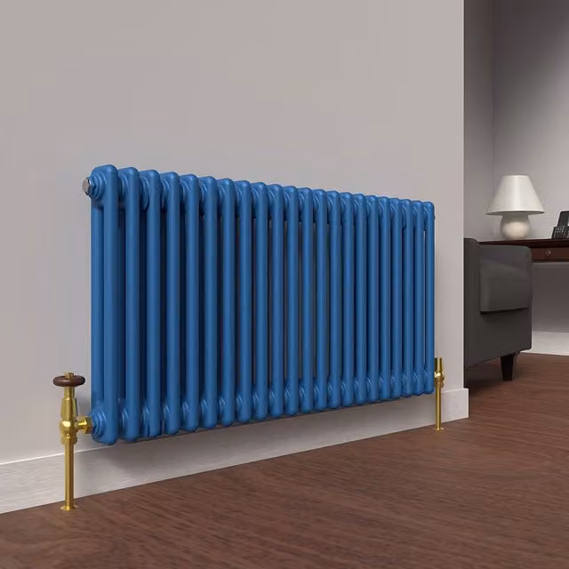 Lux Heat Horizontal 2 Column Steel Radiator in Galaxy Blue, W: 101.0 cm, H: 50.0 cm