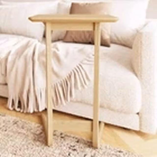 EONLION Solid Wood Angled Sofa Table in Light Oak