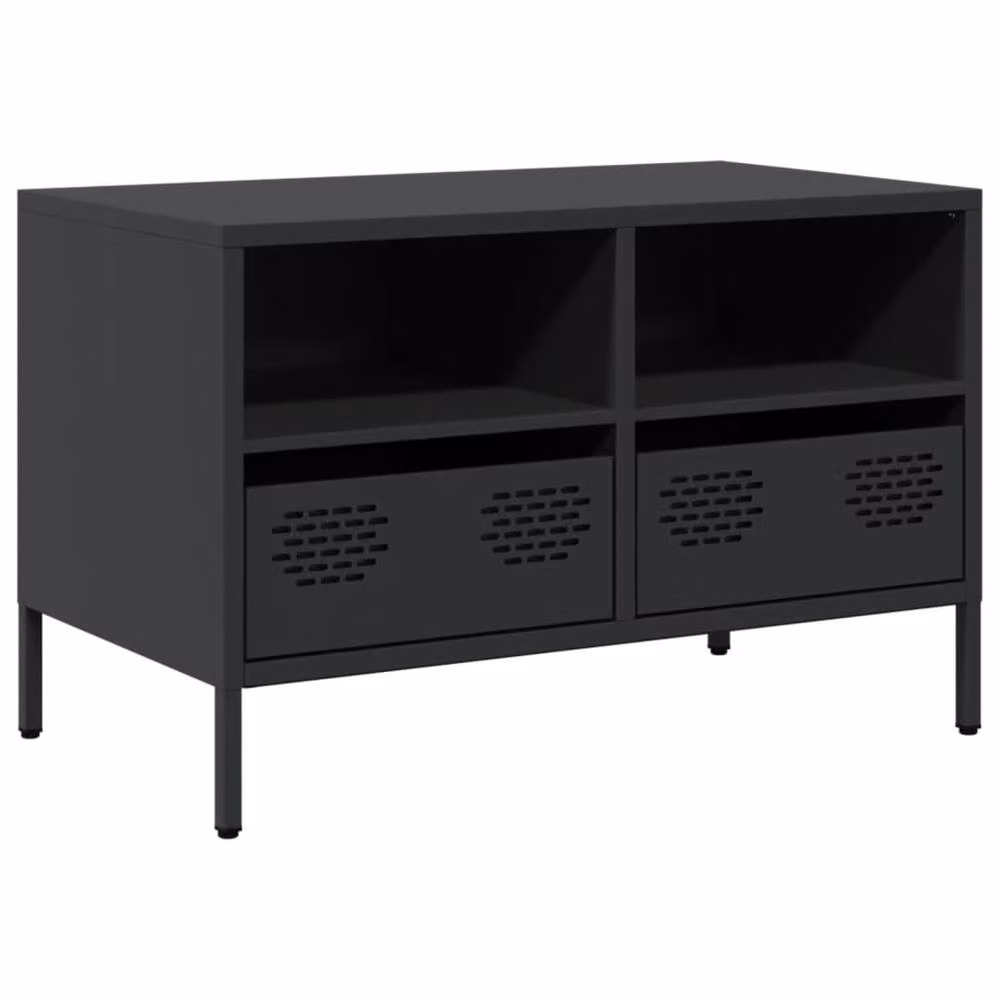 Berkfield Home Industrial TV Cabinet in Matt Black Metal, W: 68 cm, D: 39 cm, H: 43.5 cm – 3