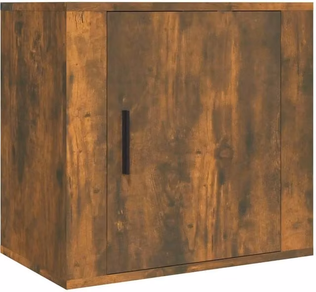 Berkfield Home Wall-mounted Bedside Cabinet in Smoked Oak Brown, W: 50 cm, D: 30 cm, H: 47 cm