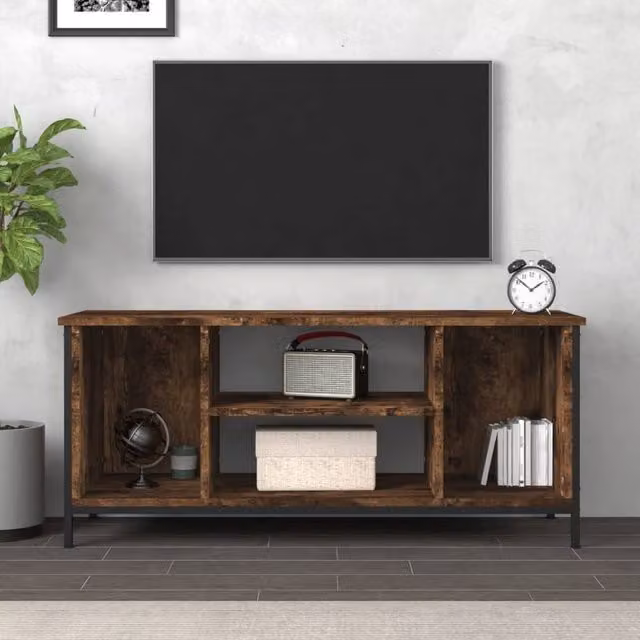 Berkfield Home TV Cabinet in Smoked Oak Brown, W/D/H: 102 x 35 x 45 cm