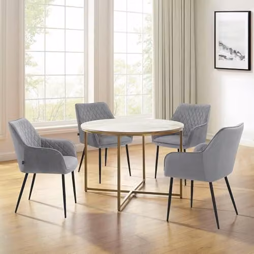 Dorel Home Furnishings Elvira Dining Chairs in Grey Velvet, 2 Pack, W: 56 cm, D: 62 cm, H: 86 cm – 3