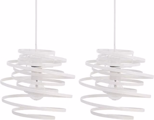 First Choice Lighting Set of 2 White Metal Swirl Easy Fit Modern Light Shades – 1