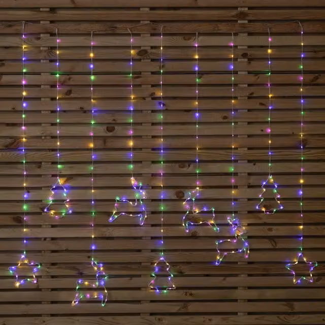 Samuel Alexander Multi-Coloured Christmas Window Curtain Light with 327 LEDs, W: 120 cm, H: 110 cm