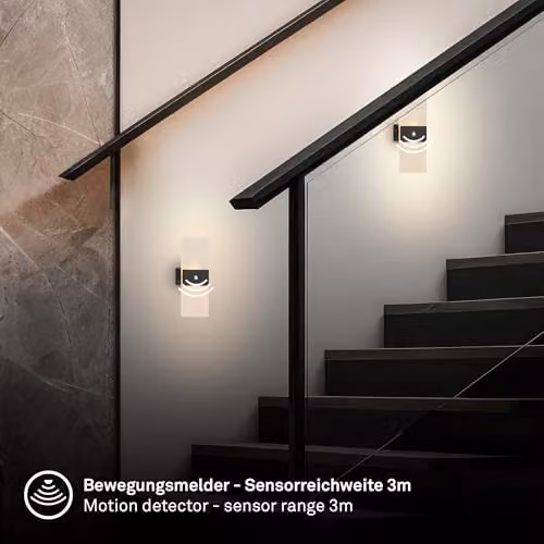 Briloner Sticklights Rechargeable LED Wall Light with Motion and Dusk Sensor, Black, W/D/H: 22 x 4 x 10 cm – 4