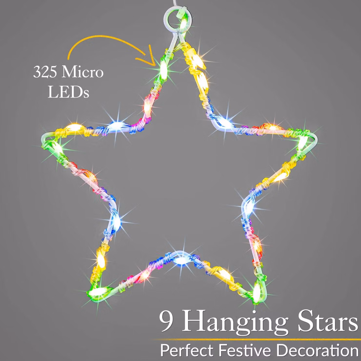 Christow Christmas Star Micro LED Curtain Lights, Multicolour, W: 120 cm, H: 120 cm – 2