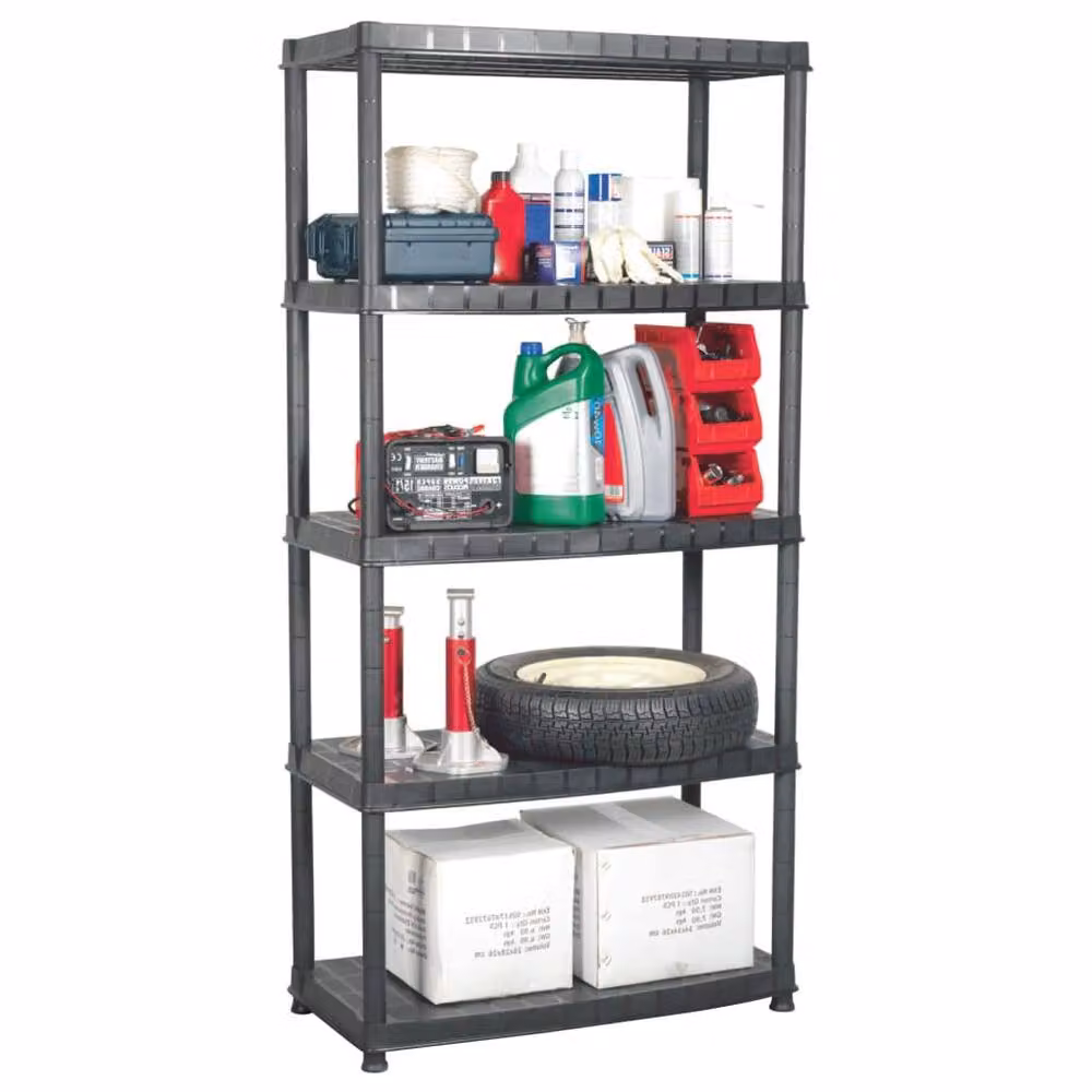Berkfield 5-Tier Plastic Home Storage Shelf, Black, W/D/H: 91.5 x 45.7 x 185 cm – 2