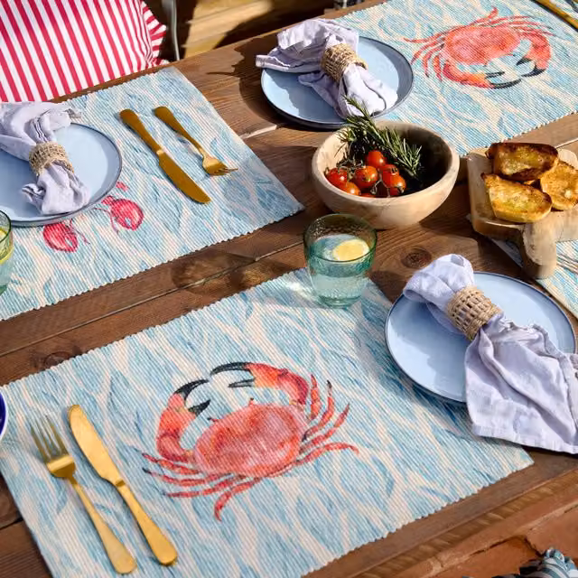 Make It A Home Abersoch Set of 4 Indoor-Outdoor Placemats in Blue Maritime Graphic