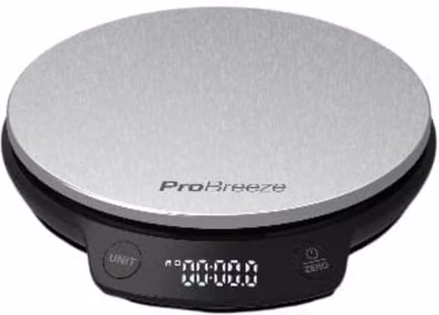 Pro Breeze Digital Kitchen Scales in Silver Stainless Steel with Digital Display and Unit Conversion