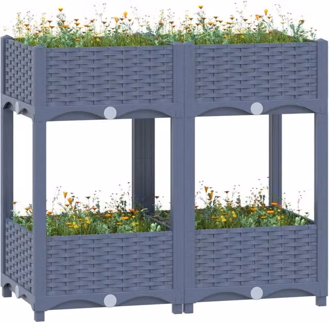 Berkfield Home Grey Polypropylene Raised Bed, W: 80 cm, D: 40 cm, H: 71 cm