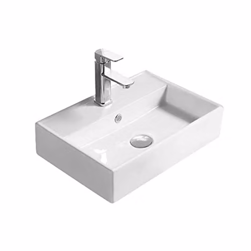 Hudson Reed NBV178 Modern Rectangular Ceramic Countertop Vessel Sink Basin, White, W: 50.5 cm, D: 12.4 cm, H: 35.5 cm