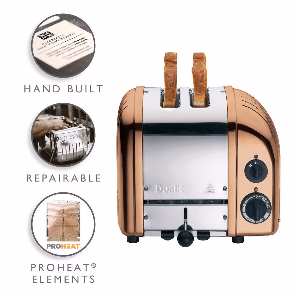 Dualit Classic 2 Slot Metal Toaster with Timer in Copper – 2
