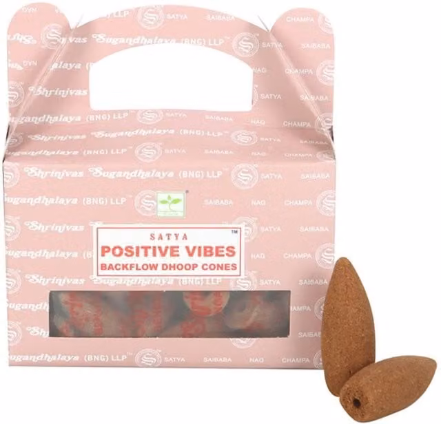 Satya Positive Vibes Backflow Incense Cones, Brown