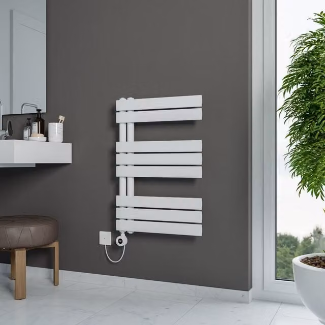 Agadon Lola Open Electric Designer Towel Radiator in White, W: 50 cm