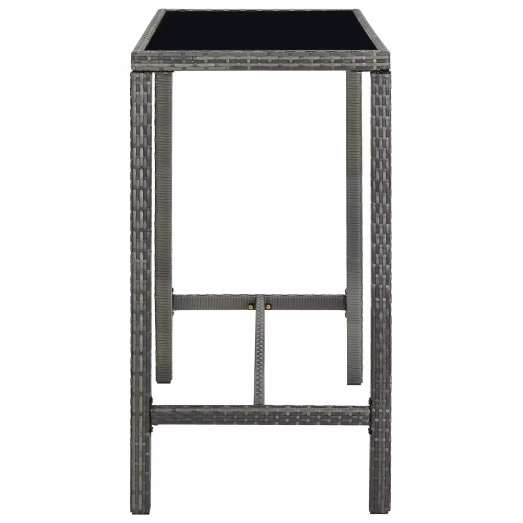 Berkfield Home Grey Poly Rattan and Glass Garden Bar Table, W: 130 cm, D: 60 cm, H: 110 cm – 2