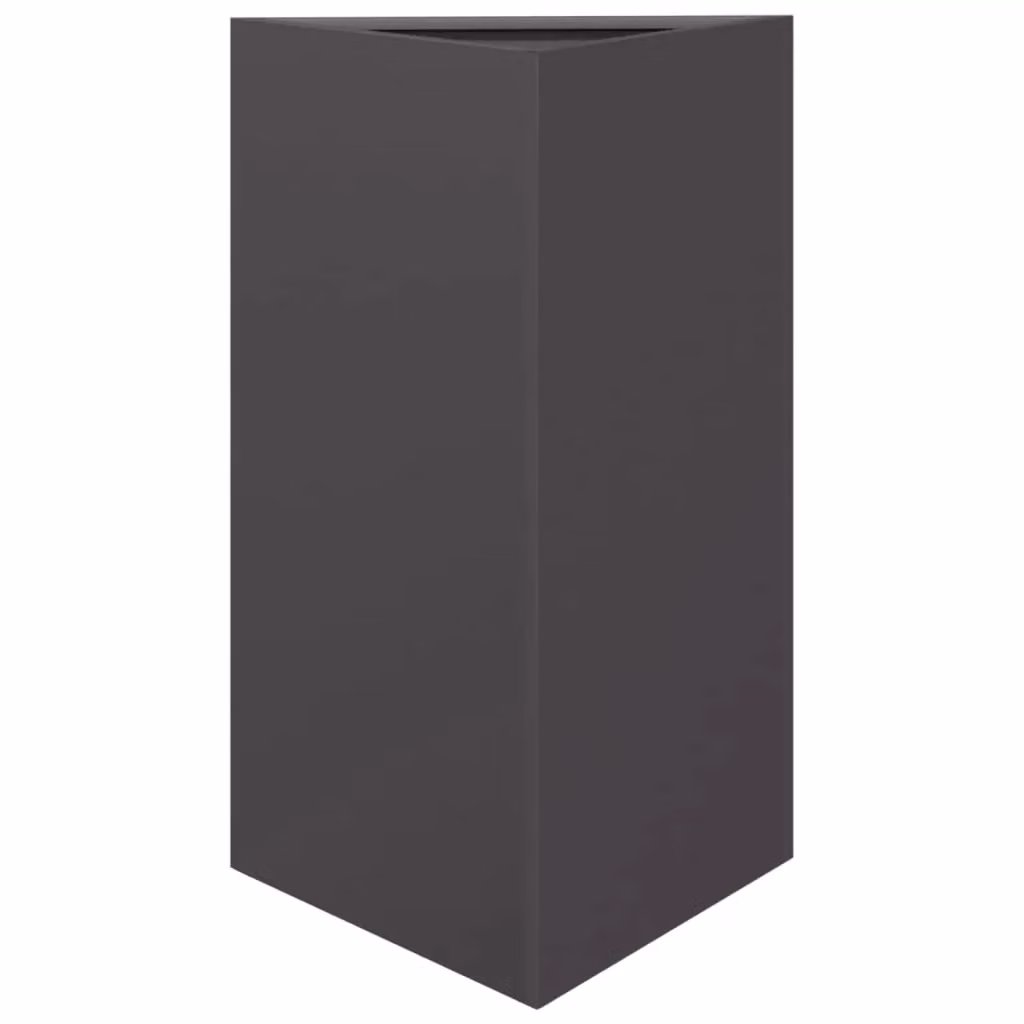 Berkfield Home Black Triangular Steel Garden Planter W: 50 cm, D: 43 cm, H: 75 cm – 2
