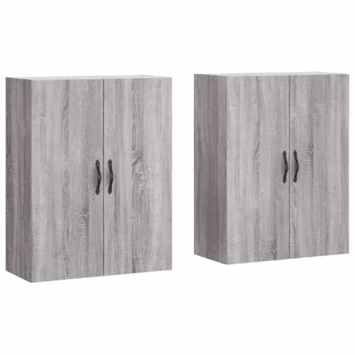 vidaXL Set of 2 Modern Wall Mounted Storage Cabinets in Grey Sonoma Engineered Wood
