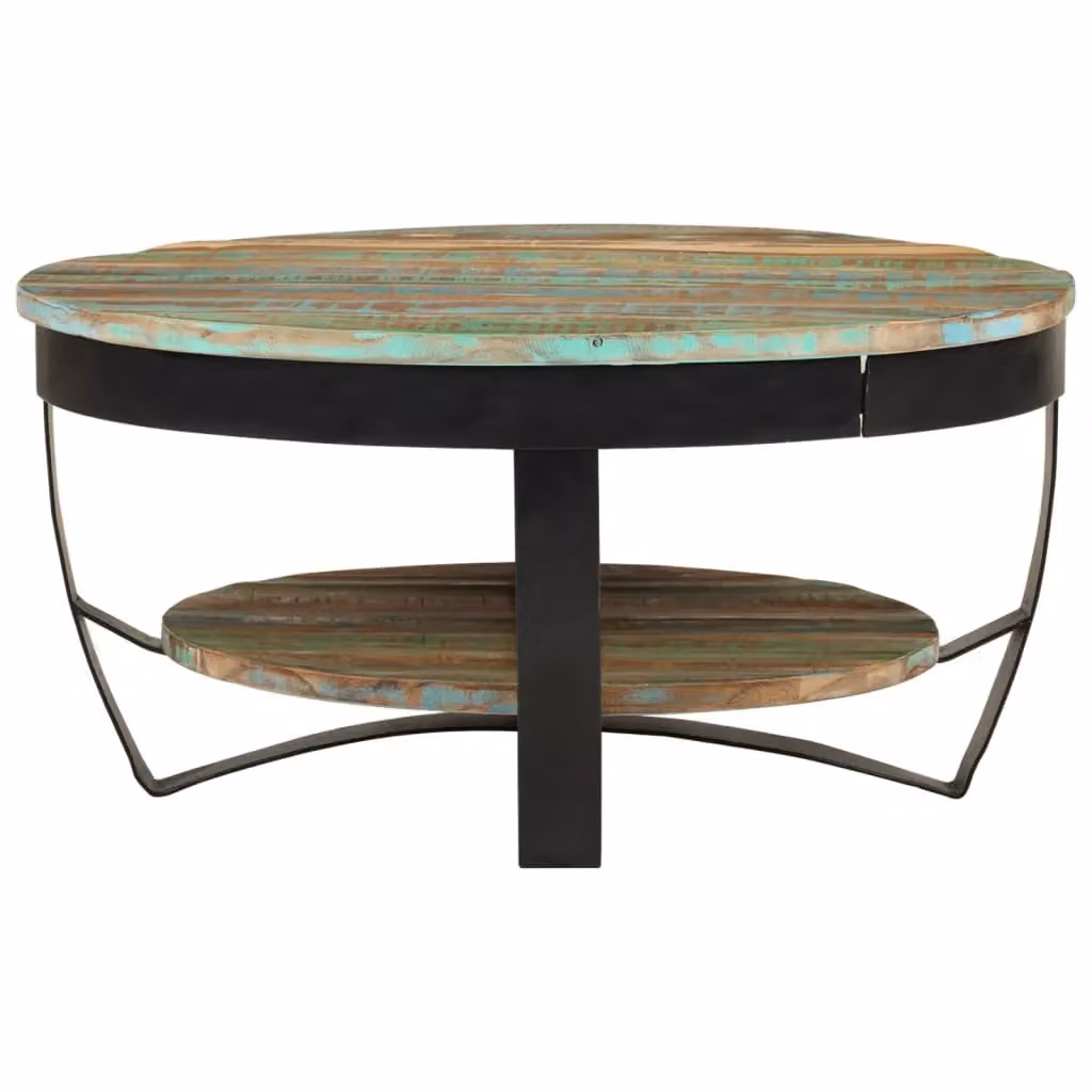 Berkfield Home Rectangular Solid Reclaimed Wood Coffee Table, Multicolour, W: 65 cm, D: 32 cm – 2