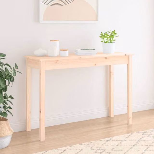 Berkfield Home Beautiful Console Table in Beige Solid Pine, W/D/H: 110 x 40 x 75 cm