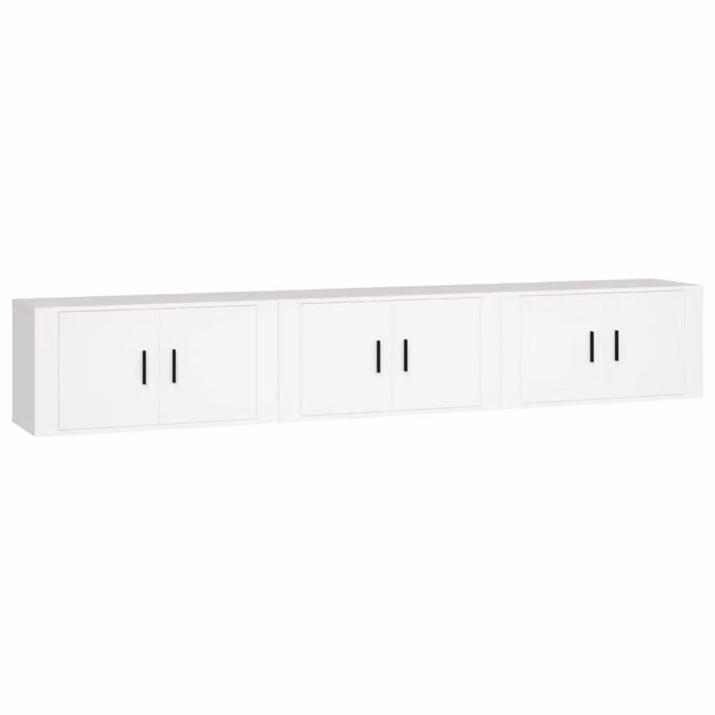Berkfield Home Set of 3 Wall-mounted TV Cabinets in White, W/D/H: 80 x 34.5 x 40 cm – 2