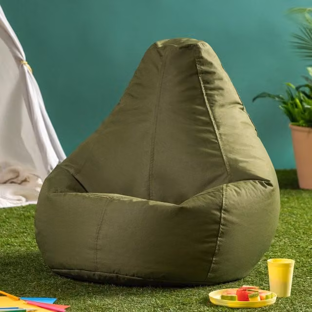 icon Kids Dalton High Back Water Repellent Bean Bag for Indoor and Outdoor Use in Khaki