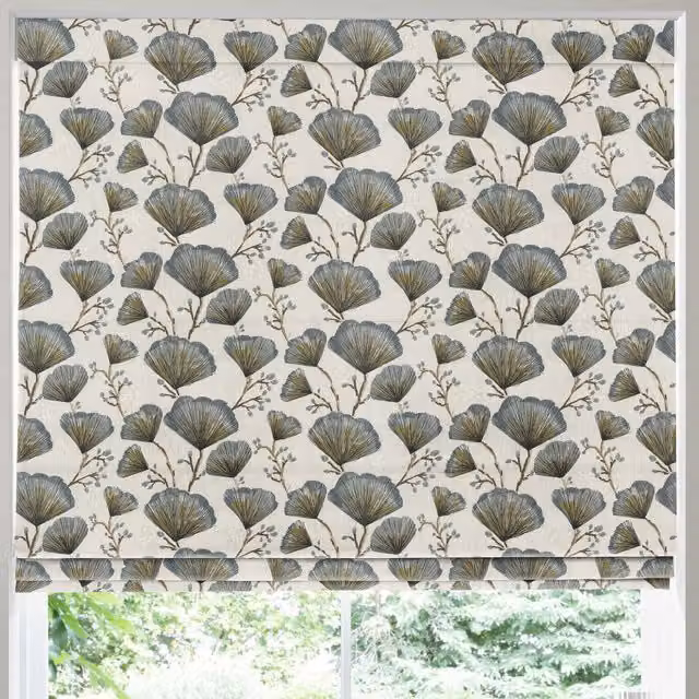 Terrys Odin Made to Measure Blackout Roman Blind in Ink Floral Design