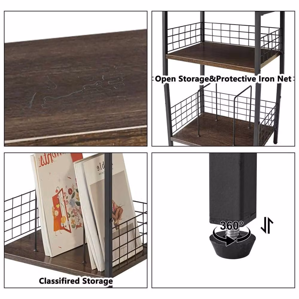 FORGEVIO 3 Tier Brown Record Player Stand and End Table, W/D/H: 40 x 29 x 62.5 cm – 4