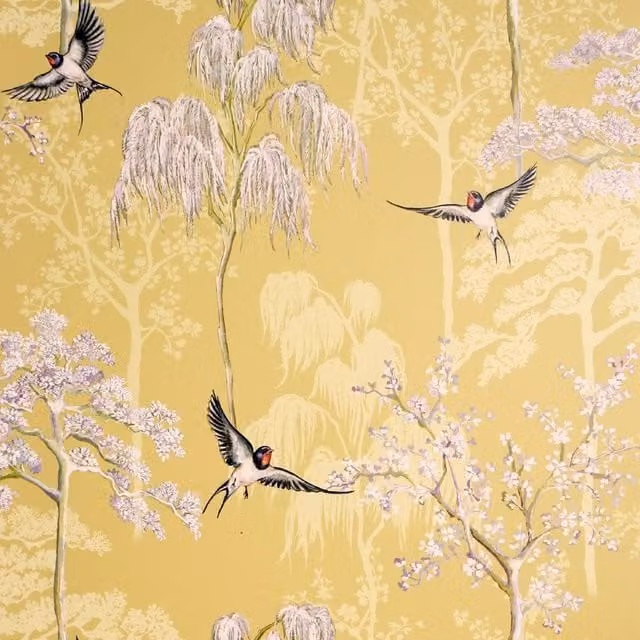 Arthouse Garden Botanical Floral Wallpaper in Yellow, Matt Finish, W/H: 53 x 53 cm – 1