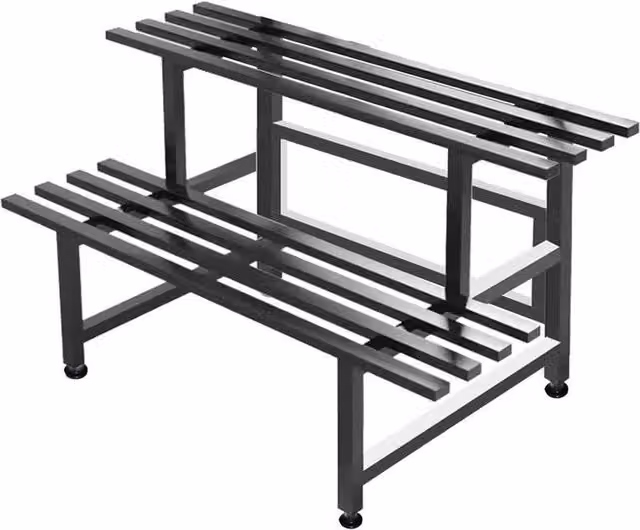 SPETLEK Double Layer Metal Plant Stand in Matt Black, W/D/H: 42.0 x 53.0 x 80.0 cm