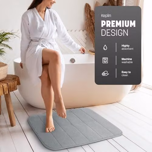 Keplin Memory Foam Bath Mat, Grey, W: 50 cm, D: 60 cm – 3