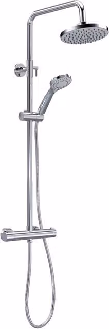 Balterley Pride Round Exposed Shower Kit with Fixed Overhead Shower, Handset and Thermostat in Chrome Silver – 1