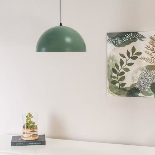 ValueLights Stassi Mushroom Dome Metal Pendant Ceiling Light in Green with LED Bulb – 2