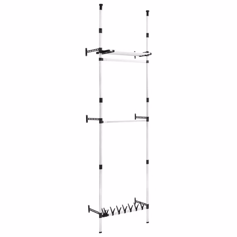 Berkfield Home Telescopic Wardrobe System with Hanging Rod and Internal Shelves in Silver