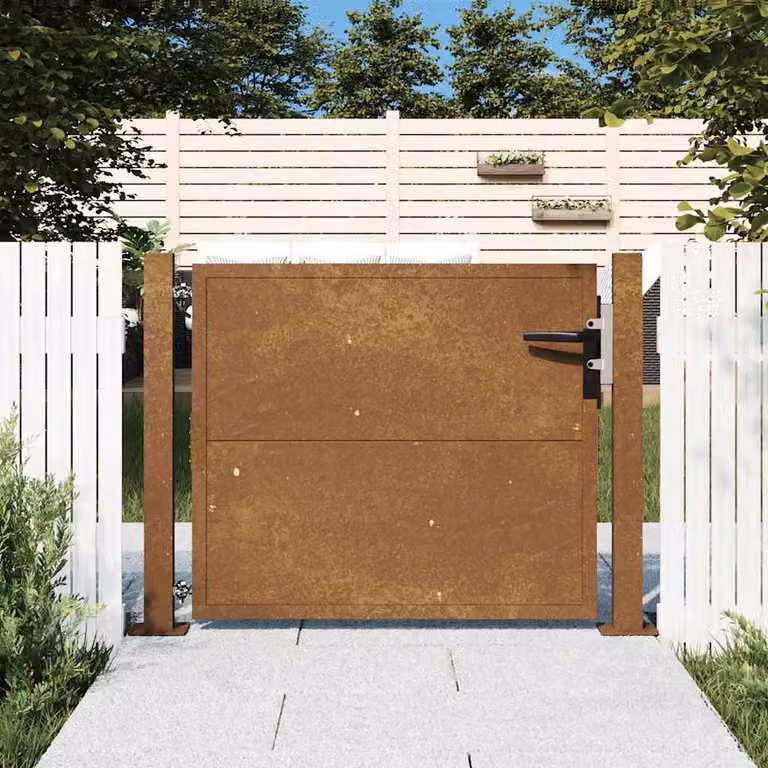 Berkfield Home Durable Corten Steel Garden Gate in Brown, W: 105 cm, H: 80 cm