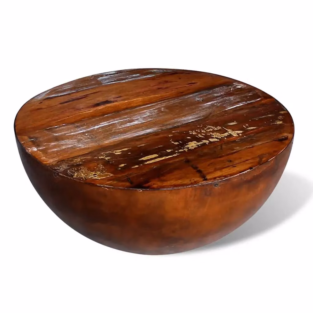 Berkfield Home Round Bowl-shaped Coffee Table in Brown Reclaimed Wood with Steel Base – 2