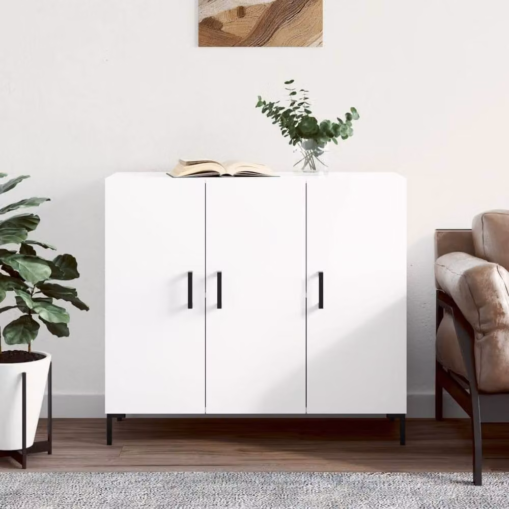 Berkfield Home Modern White Sideboard W/D/H: 90 x 34 x 80 cm – 2