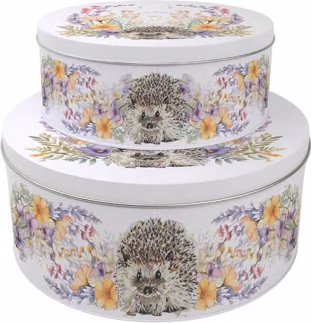 Purely Home Round Multicoloured Floral Hedgehog Cake Tin Set