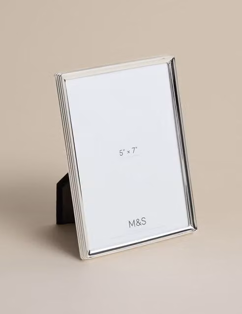 M&S Ribbed Silver Plated Metal Photo Frame, Silver, 5x7 inch